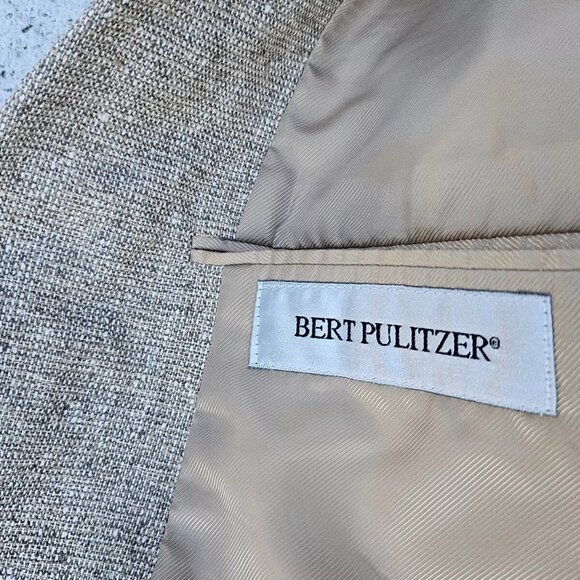 Bert Pulitzer Men Blazer Sport Coat 100% Silk Jacket Two Button Beige Size 52 - Picture 9 of 10